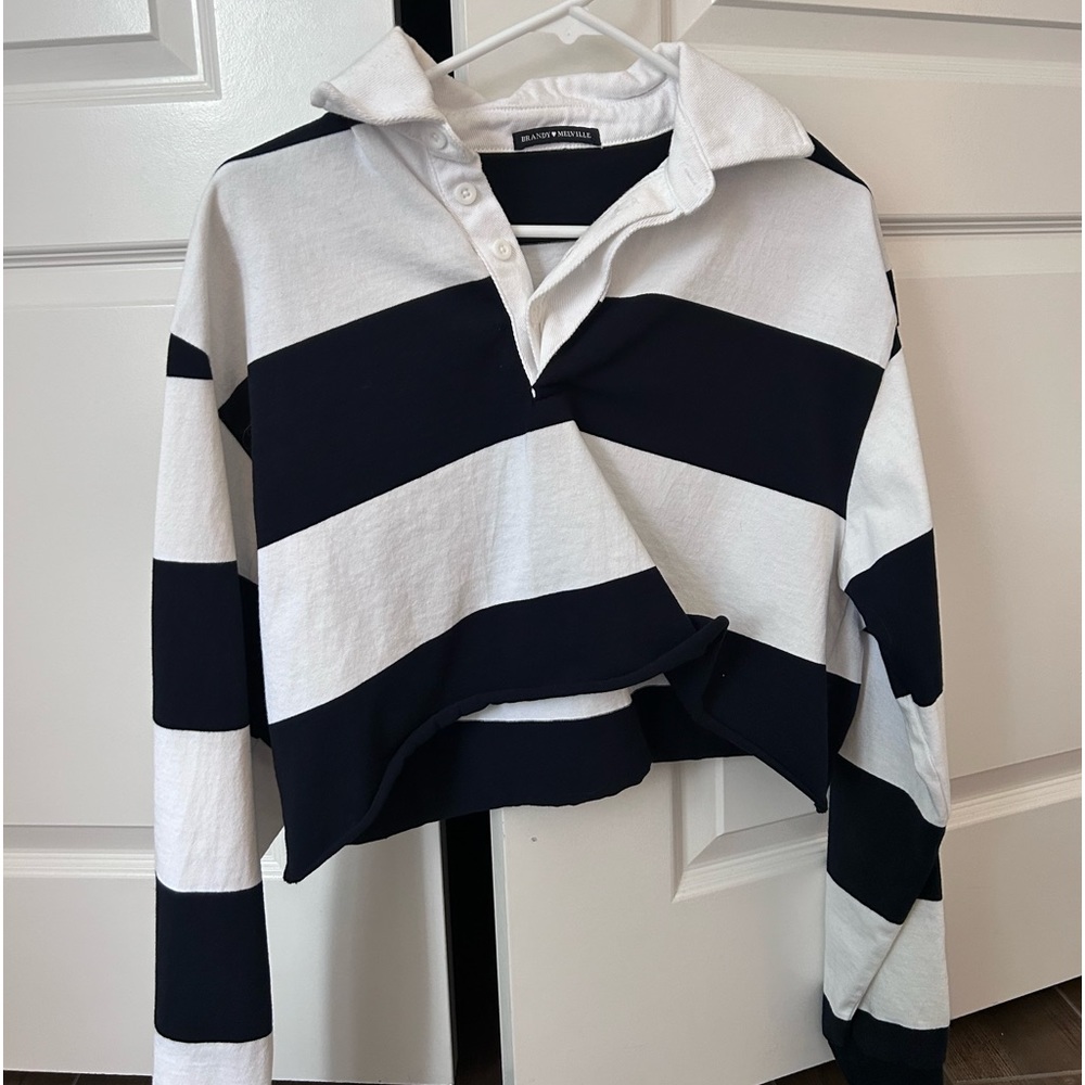 Brandy Melville stripped collared cropped shirt